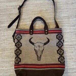 Pendleton Long Tote Wool and Leather Handbag